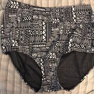 COPY - Black and white Aztec print bikini bottom